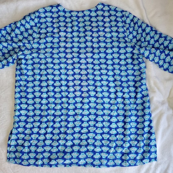Lilly Pulitzer Renato Dinner Tunic Top Blouse Womens XL Beaded Gypset Seashells - Picture 7 of 9